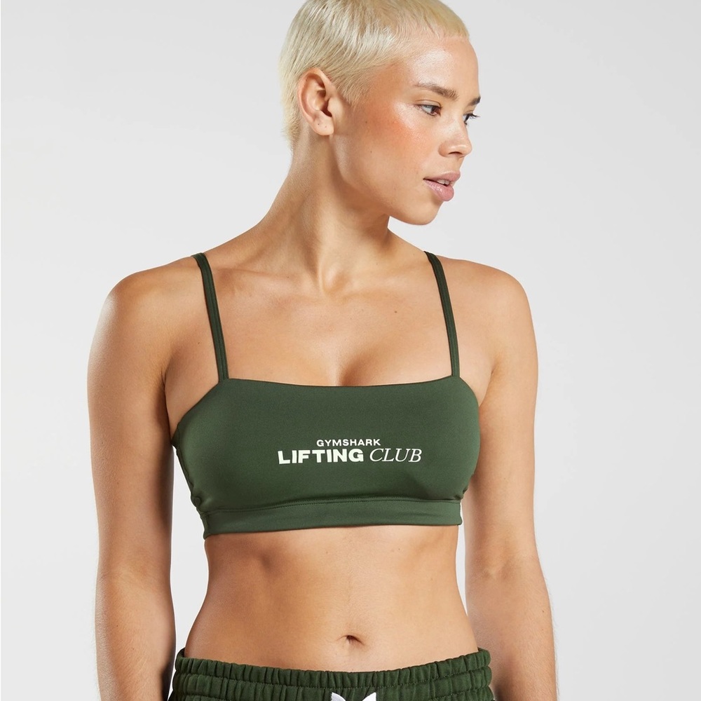 Gymshark Social Club Bandeau in Moss Olive